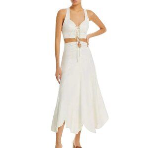 Cult Gaia Calia Dress Size 6 Off White Cutout Maxi Dress Lace Up Corset Bodice